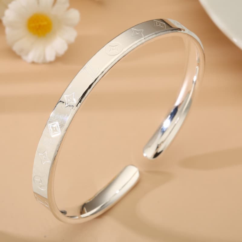 No. 8400 999.9 pure silver LV style CNC open bracelet, unique and versatile new Chinese national style solid silver bracelet