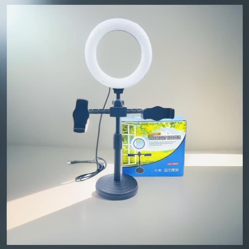 Desktop Disc Fill Light Stand Live Selfie 6-inch Ring Light Desktop Version Dual-camera Phone Stand