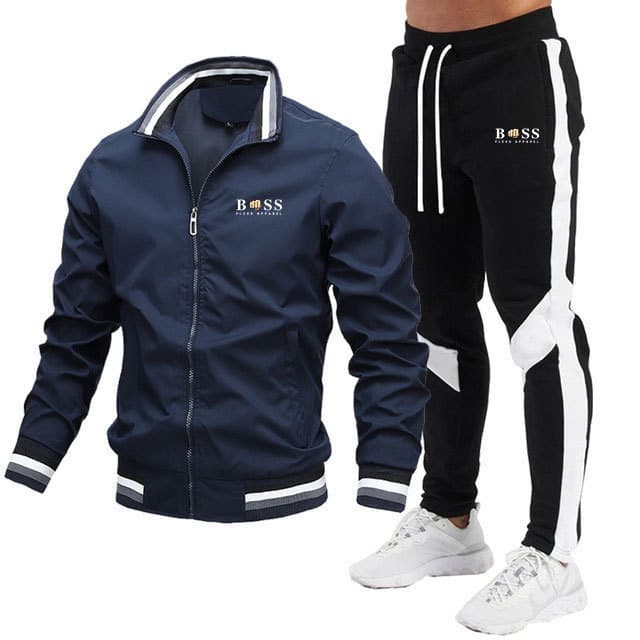 2025 New Men's Jacket Set Casual Suit Spliced Trousers Bomber Jacket High Quality Jacket Set