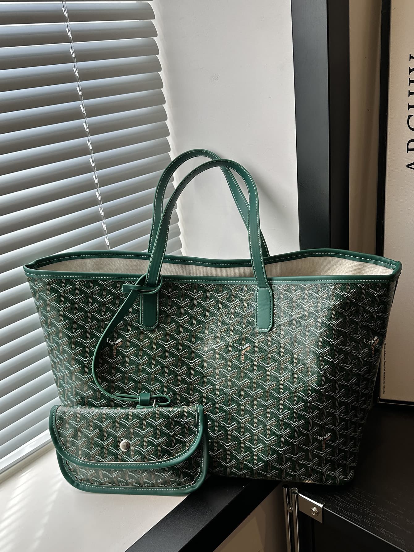 Tote Bag Dog Tooth Pattern Large Capacity Women's Versatile Handbag with Detachable Pouch Shoulder Shopping Bag Classic Women's Bag