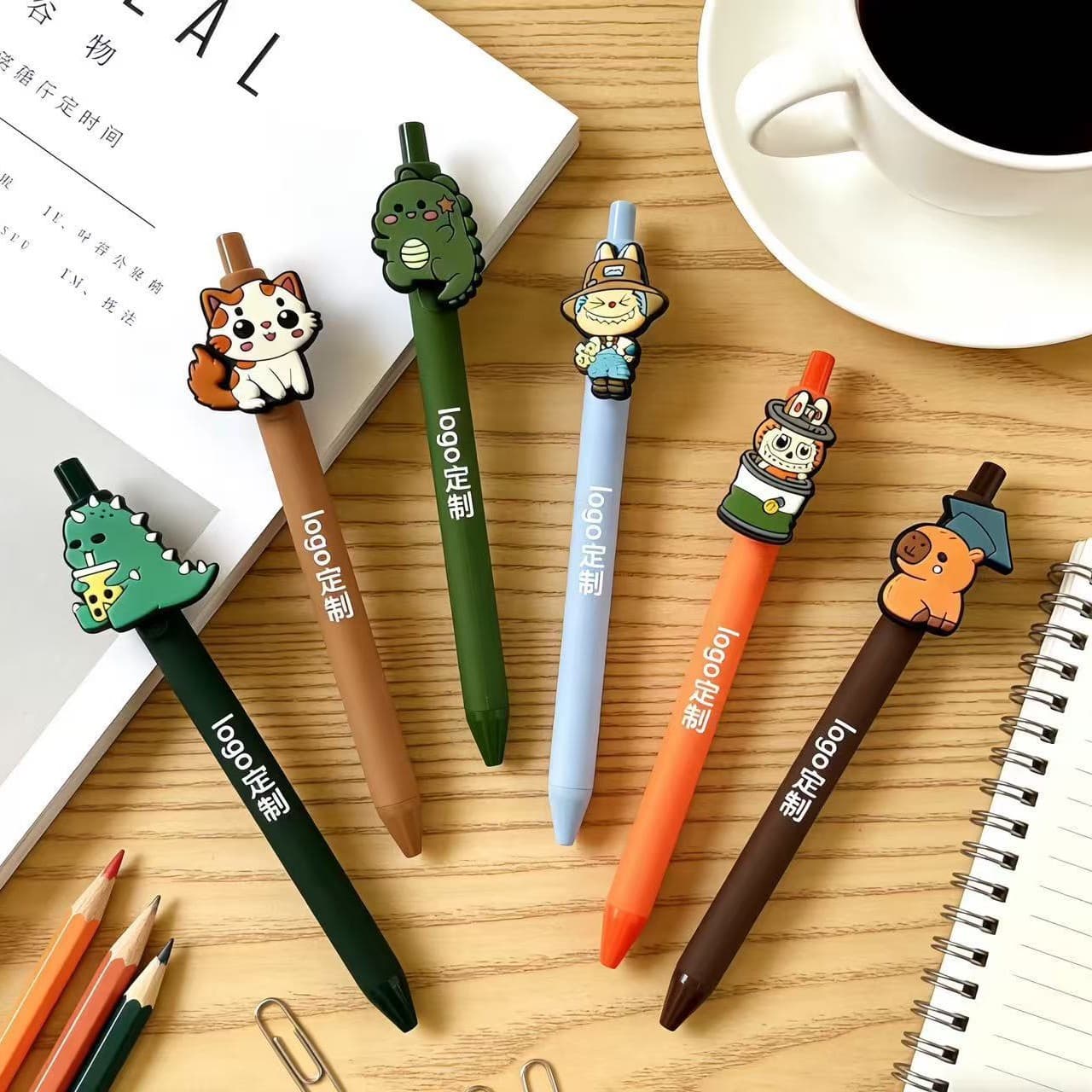 Manufacturer Customized PVC Soft Rubber Cartoon Pens, Cute Silicone Gel Pens, Ballpoint Pens, Promotional Gift Pens, Customizable with Logo