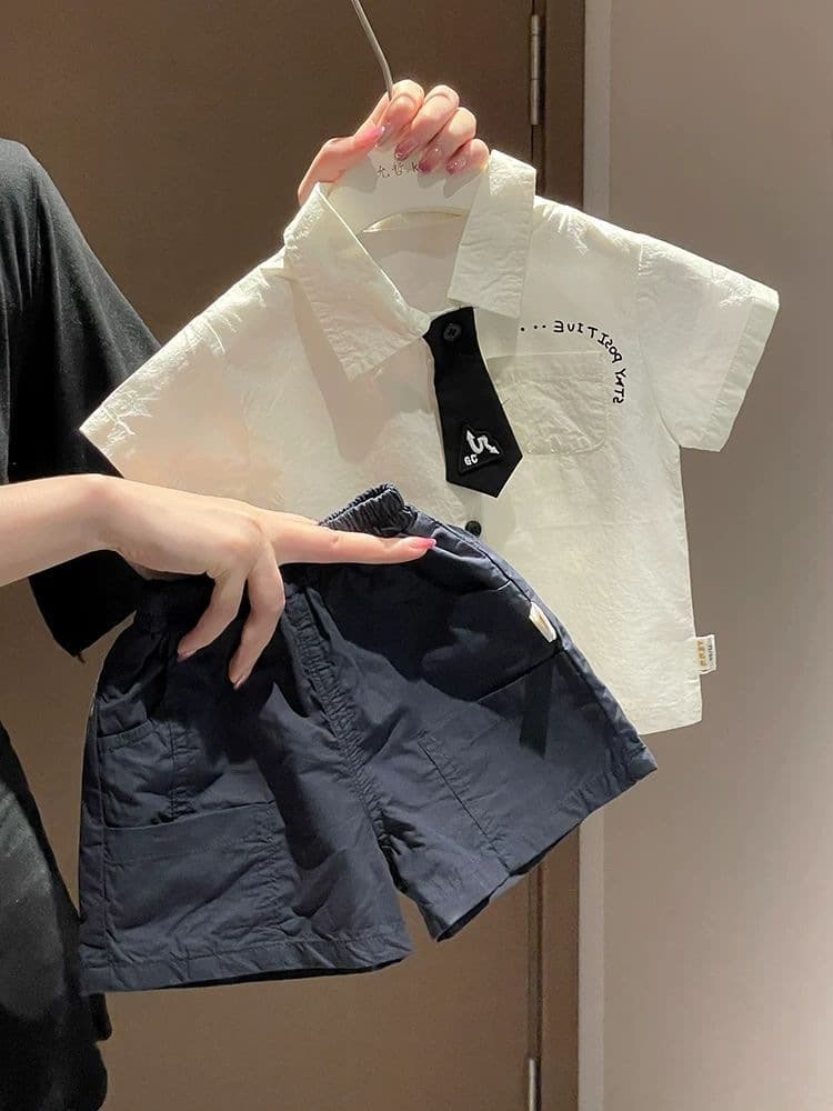 Boys Suit Summer 2026 New Fashionable Baby Boy Shirt Shorts Summer Infant Clothes Separate Two Piece Set