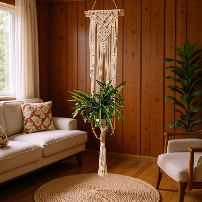 Jinrui Hanging Flower Pot Net Basket Extended Version Woven Hanging Basket Handmade Woven Suspended Flower Pot Basket
