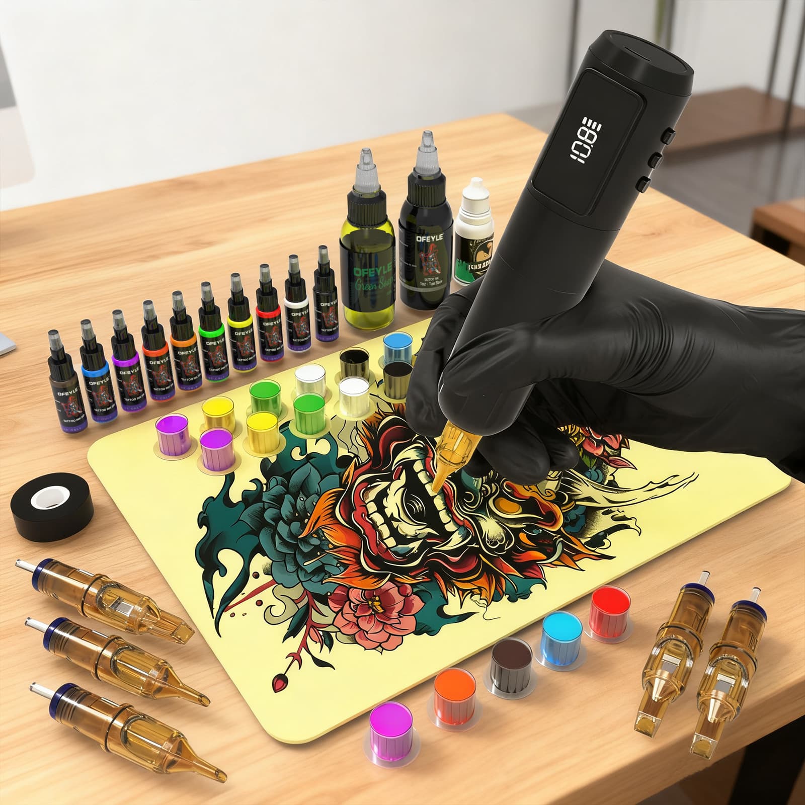 Cross-Border Tattoo Kit Yanchuang Wireless Battery Pen Tattoo Machine Piercing Tattoo Tool Full Set Equipment Wholesale