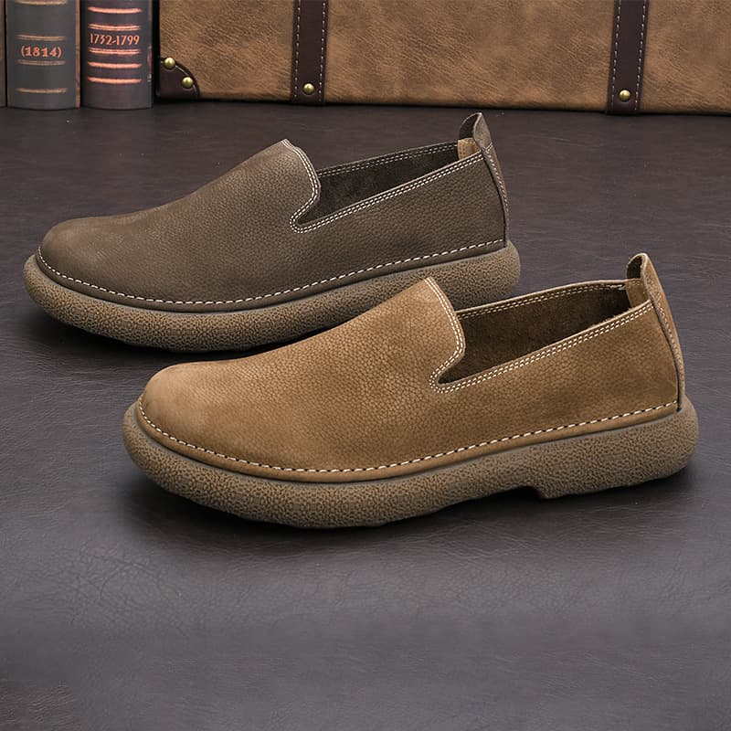 Men's Breathable Casual Loafers, Lightweight Soft-Soled Leather Shoes, Slip-On Summer Shoes for Export