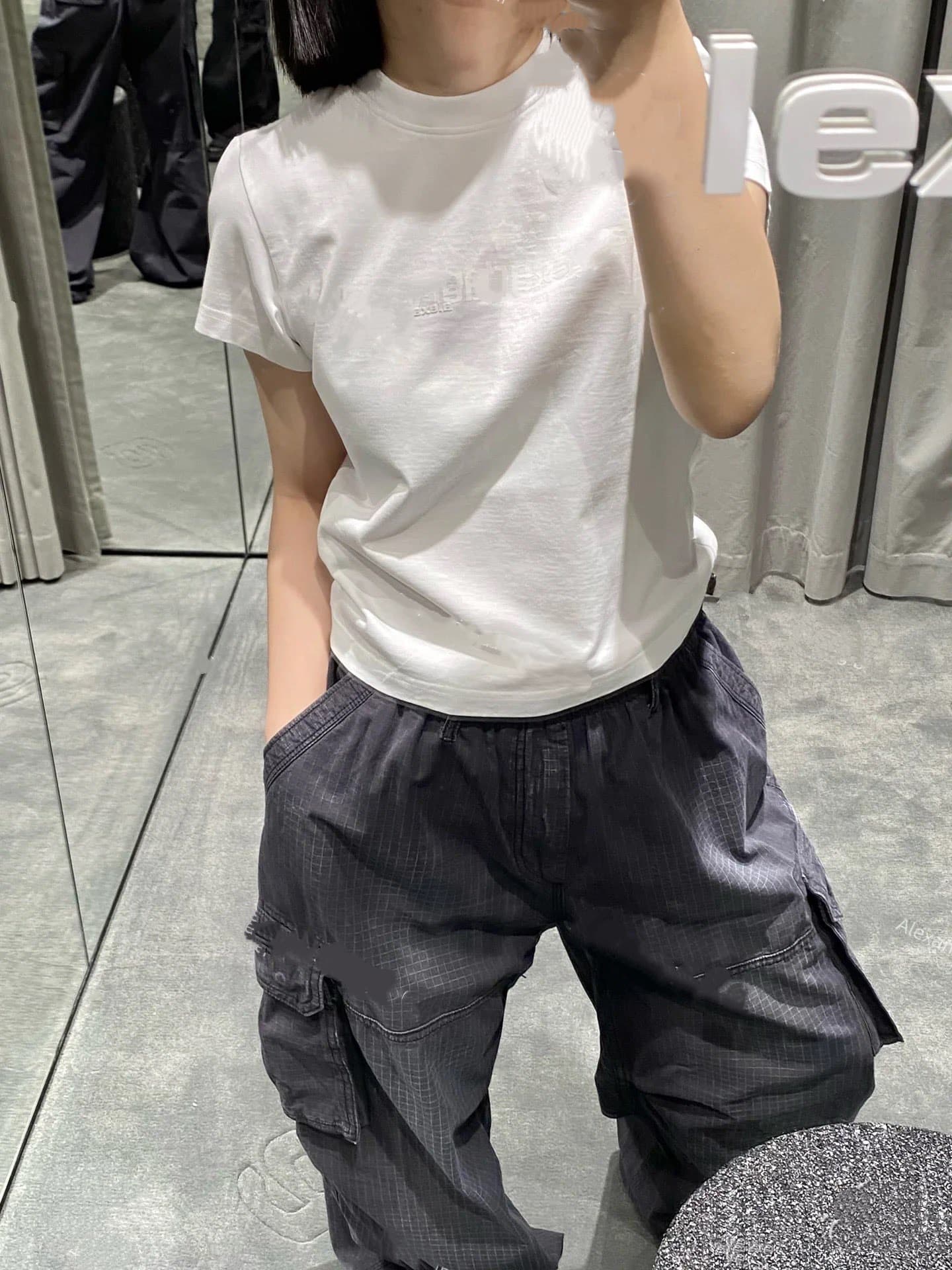 AW Simple Letter Print Short Sleeve Unisex Loose Fit T-Shirt