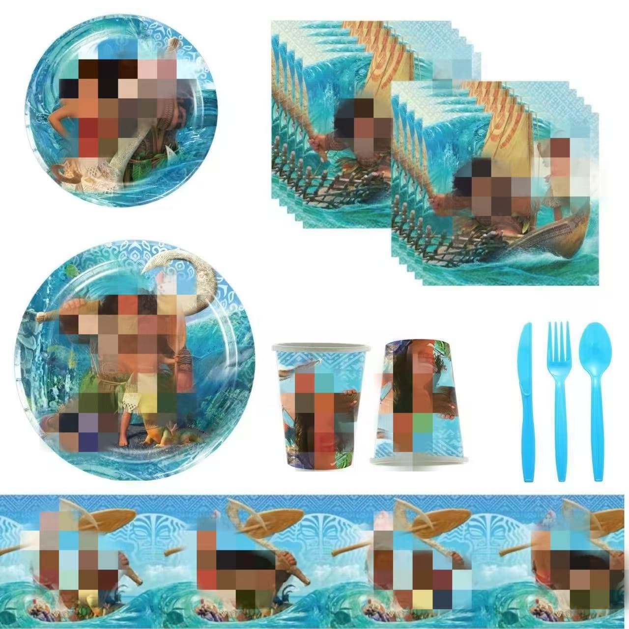 HYQY Theme Birthday Party Disposable Plates, Napkins, Paper Cups, Balloons, Tablecloth Party Decoration Cross-Border Birthday