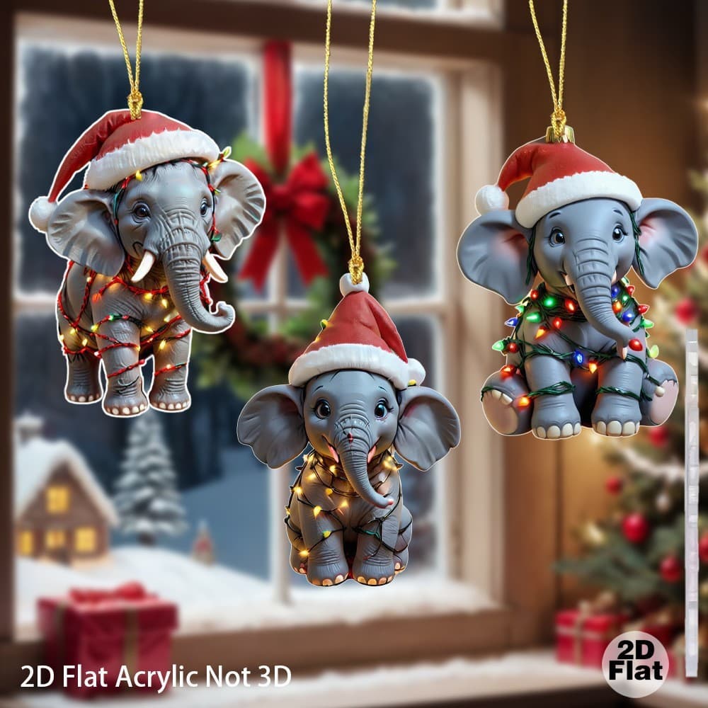 Cross-border New Creative Acrylic Elephant Animal Car Pendant Rearview Mirror Decoration Finished Ornament Christmas
