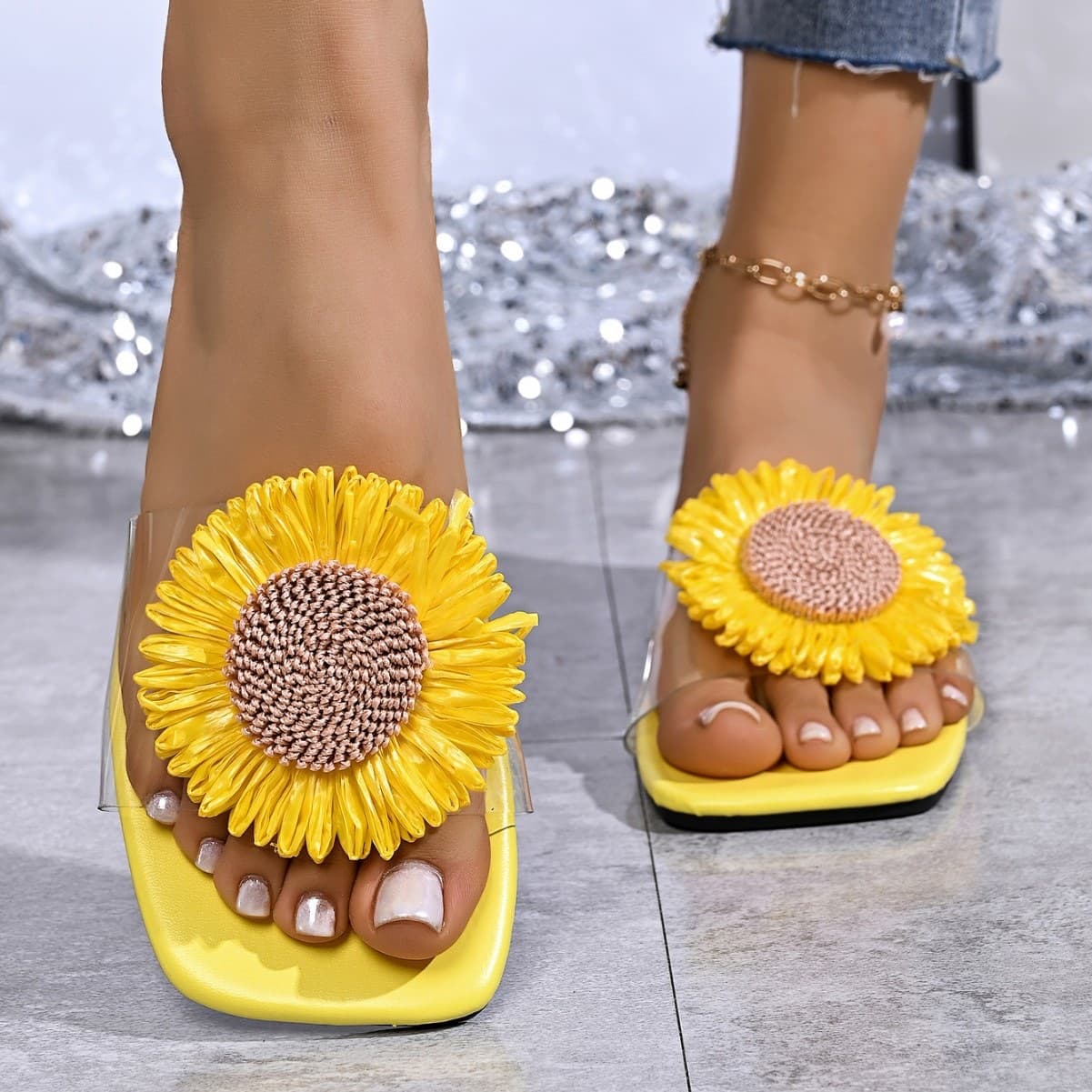 Foreign trade fairy style lazy slippers 2026 summer new women's shoes student flat sandals flower soft summer slippers
