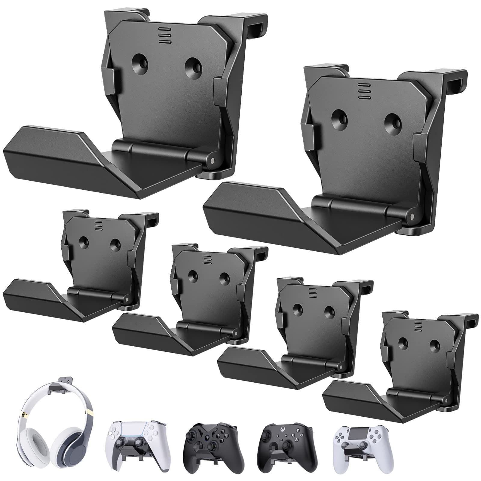 P5 Headphone Hook Compatible with Xbox One/Switch Game Consoles, Wall-Mounted Bracket and Controller Storage Rack