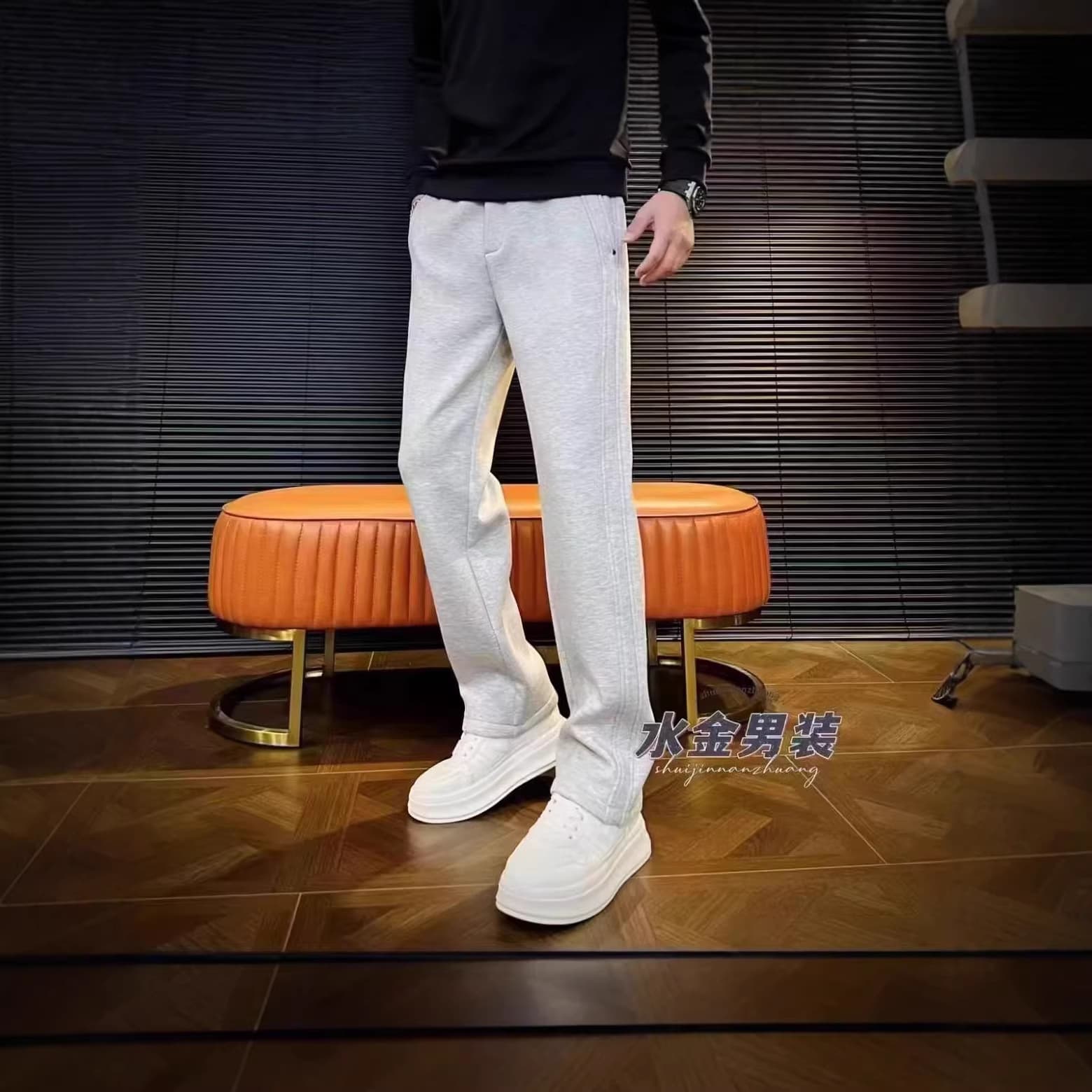 2025 Men's Winter High-End Luxury Trendy Versatile Comfortable Simple Fleece-Lined Straight-Leg Casual Pants