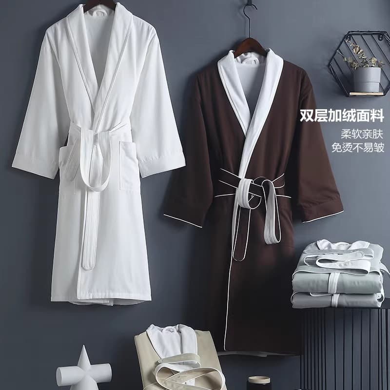 Five-Star Hotel Bathrobe, All-Season Double-Layer Thick, Quick-Dry Absorbent, Adult Unisex Couples Robe