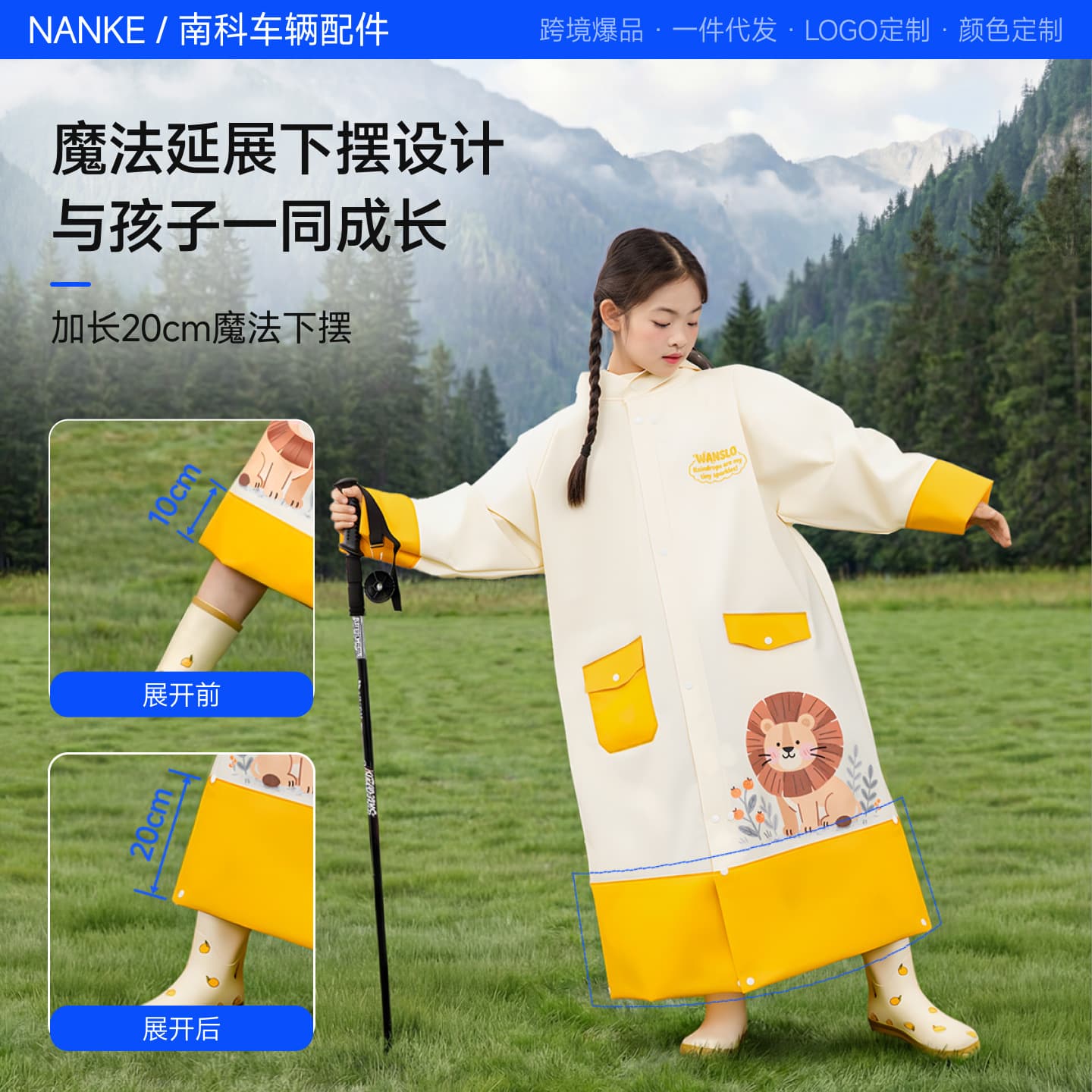 2026 New Model Children's Raincoat for Primary School Students, Boys and Girls, with Backpack Space, Full-Body Storm-Proof for Outdoor School Use