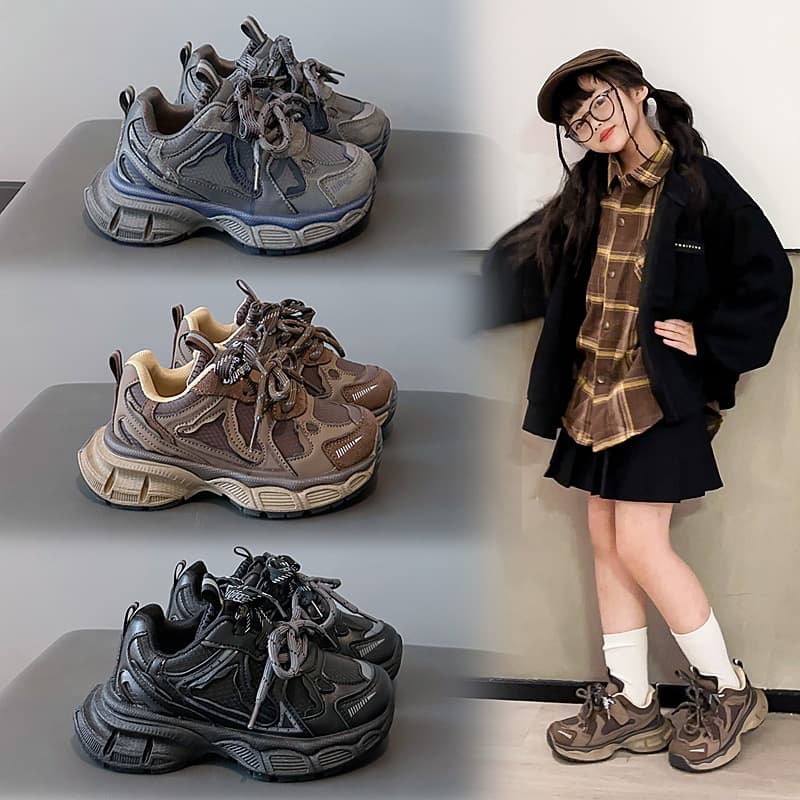 Children's Sneakers 2026 Fall New Style Girls Shoes Soft Sole Dad Shoes Boys Running Shoes Trendy