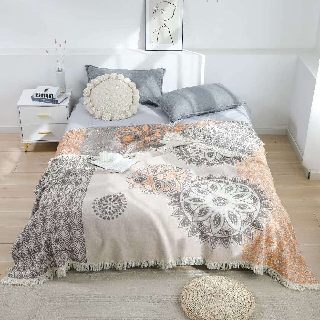 Pure cotton gauze towel blanket full cotton cover blanket fringe edge sofa throw single/double air-conditioning quilt