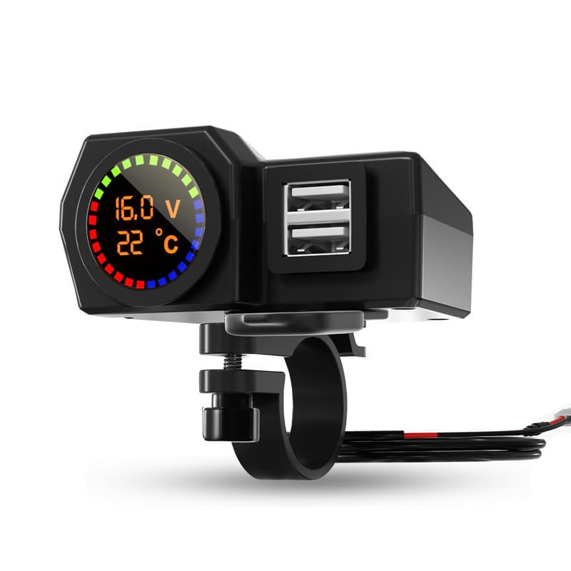 WUPP 1-to-3 Motorcycle Charger Voltage Temperature Scooter USB Phone Charger 5V 3A