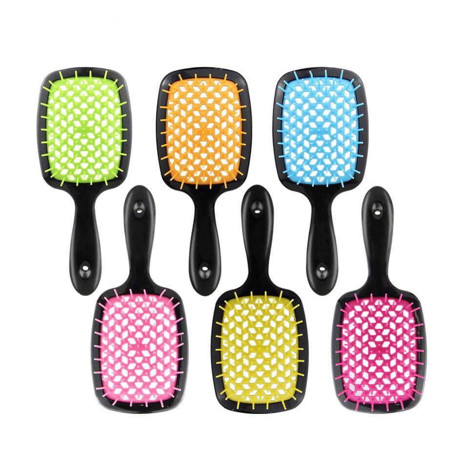 Square Hollow Comb Cross-Border Hot Selling Mesh Comb Color Splicing Massage Comb Fluffy Styling Hair Smoothing Comb Spot Wholesale
