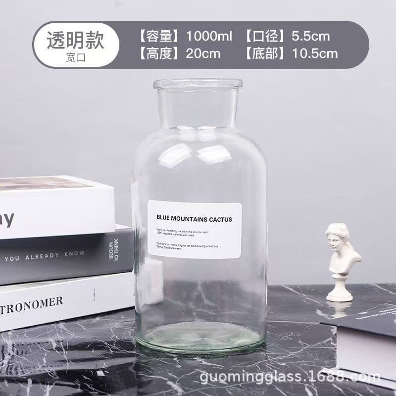 In Stock European Style Transparent Glass Vase Hydroponic Vase Tea Brown Dry Flower Small Vase Photography Prop Reagent Bottle