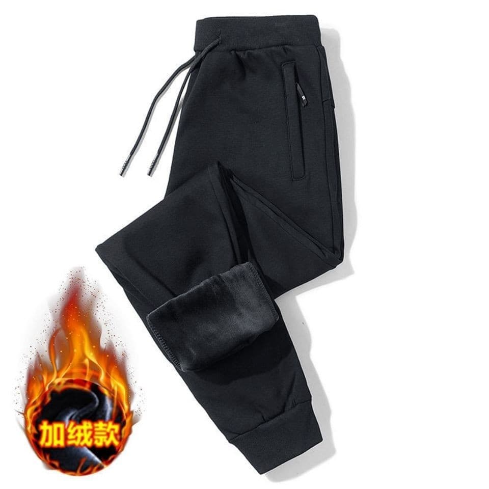 Factory Direct Supply Men's Velvet Warm Casual Pants, Leg-Tie Solid Color Trousers, Loose Sports Pants Trend