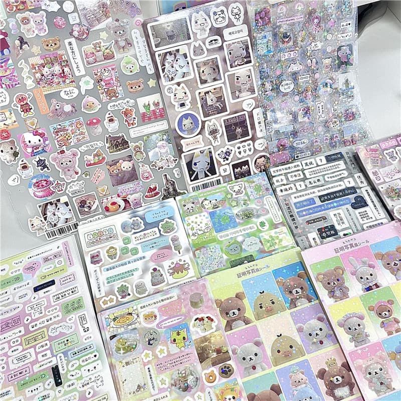 52 sheets of non-repeated cut film stickers Seibel Four-leaf Clover Kitty Rilakkuma Queer Text Ancient Style Stickers