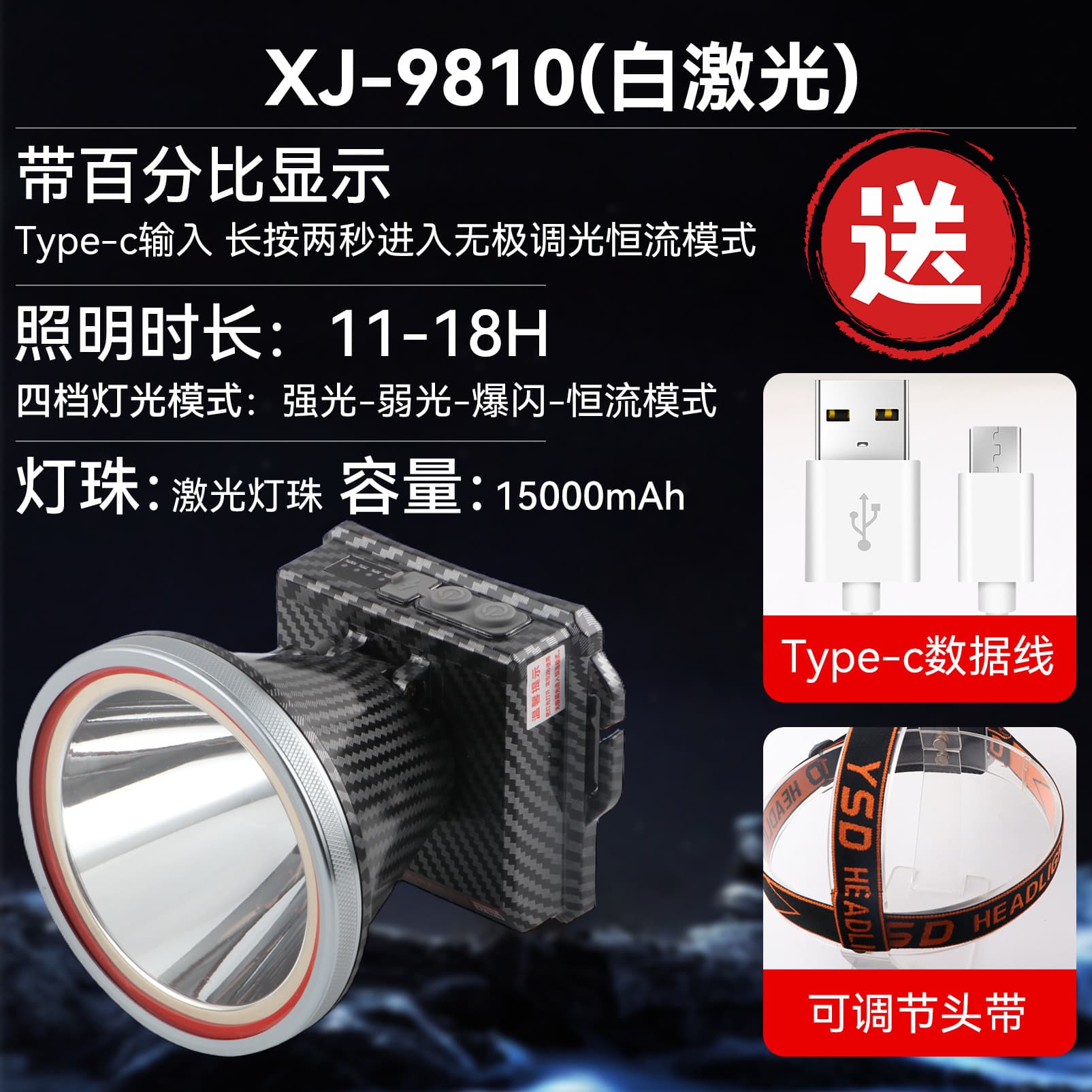 LED Headlamp Wholesale High Brightness Rechargeable Lithium Battery Long Range Head-Mounted Flashlight for Outdoor Fishing Household Outdoor
