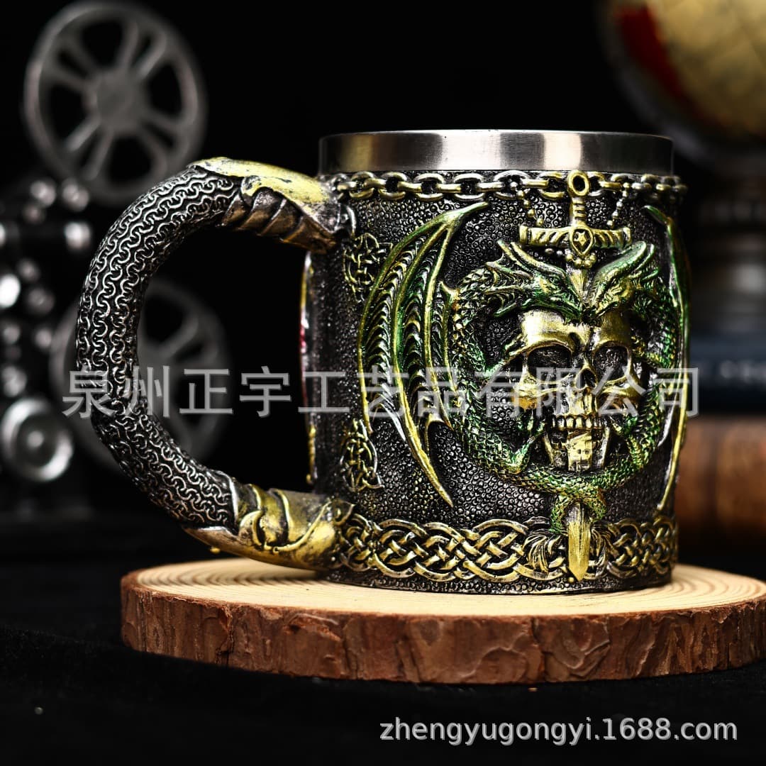 2024 Cross-border New Dragon Statue Beer Mug, Personalized Dragon Shape Coffee Mug, Dragon Statue Cup, Stainless Steel