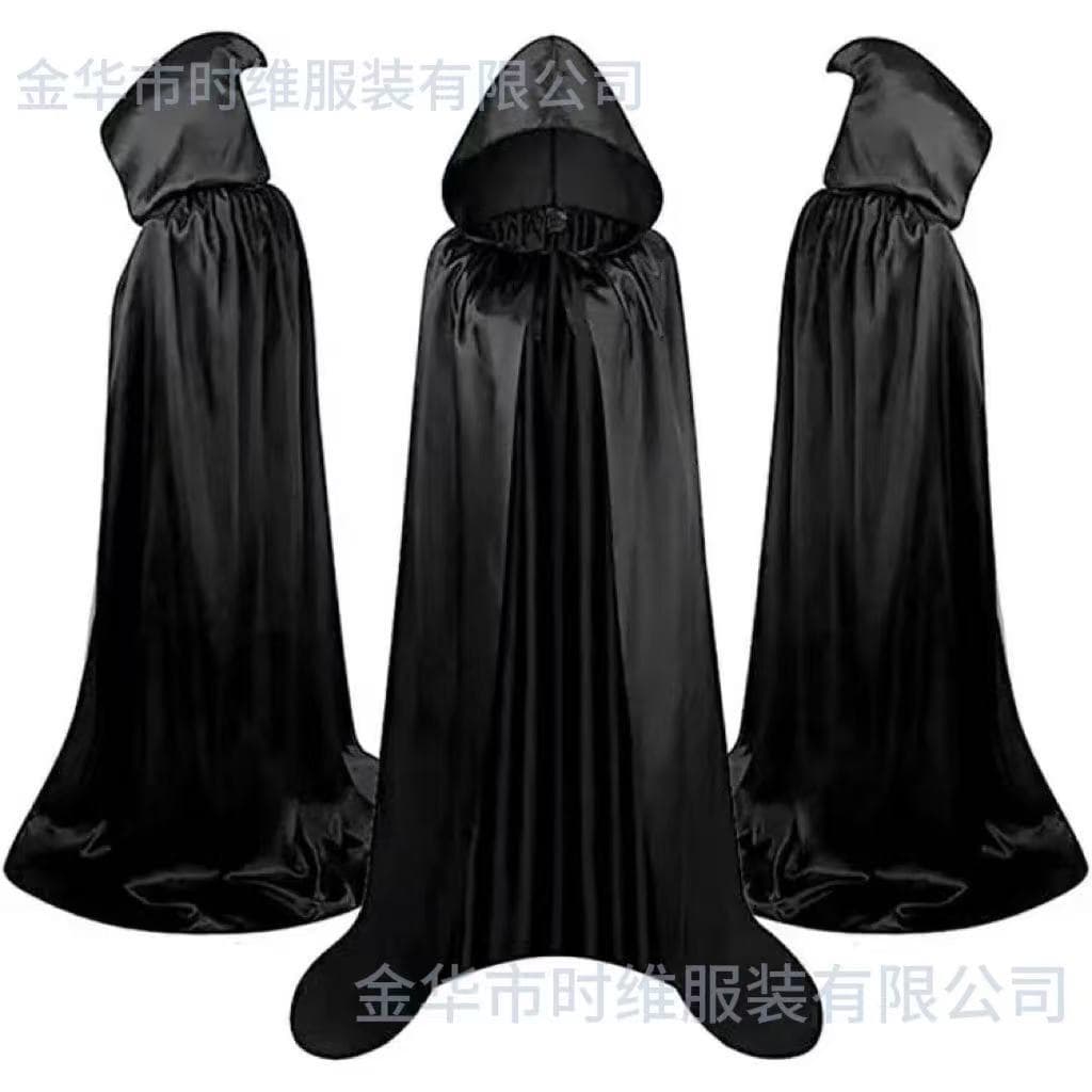 Halloween cos costume cloak cape prop with hood, ghost festival witch elf children adult cloak 1.7 meters.