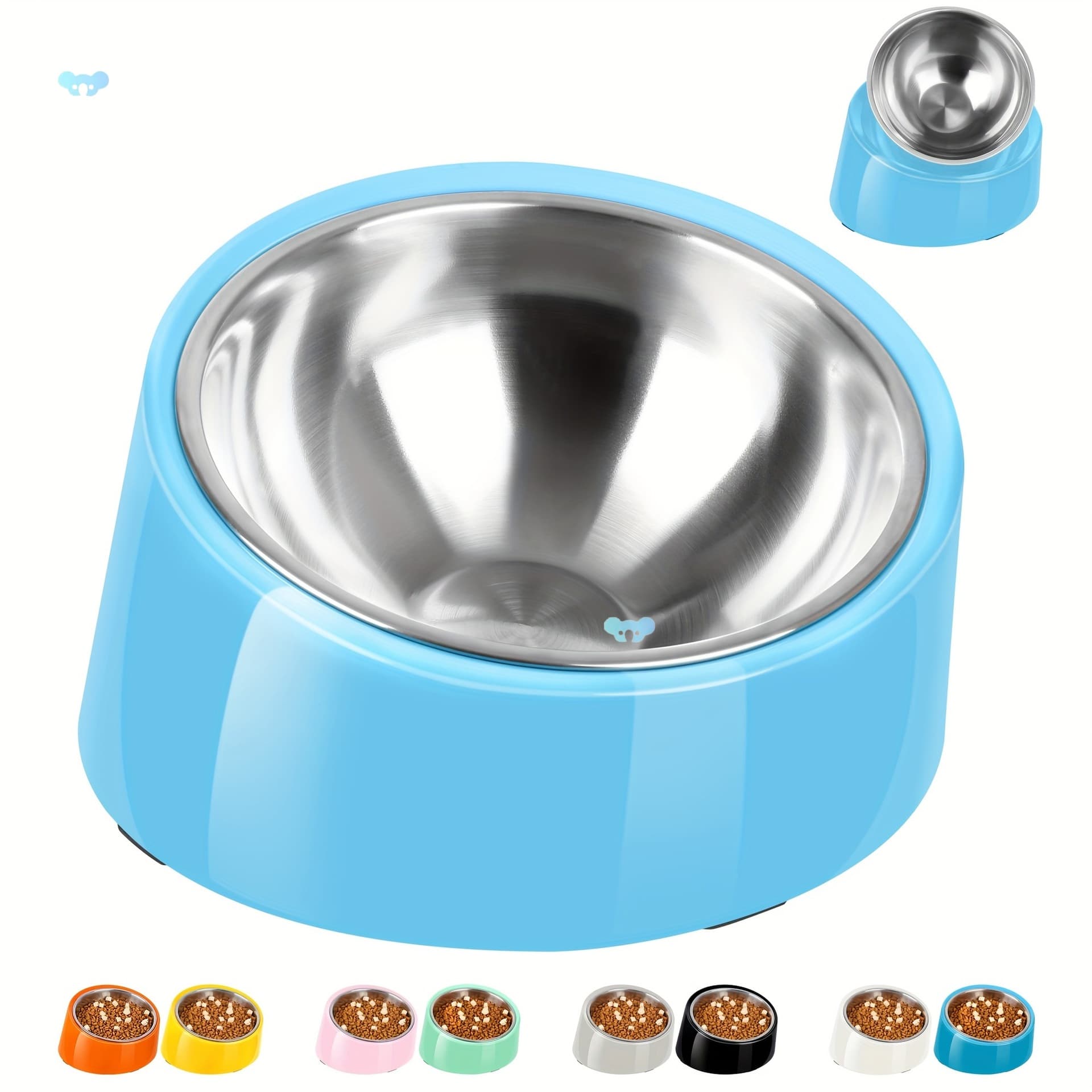 Tilted Angle Dog Bowl 15° Slanted Stainless Steel Dog Food