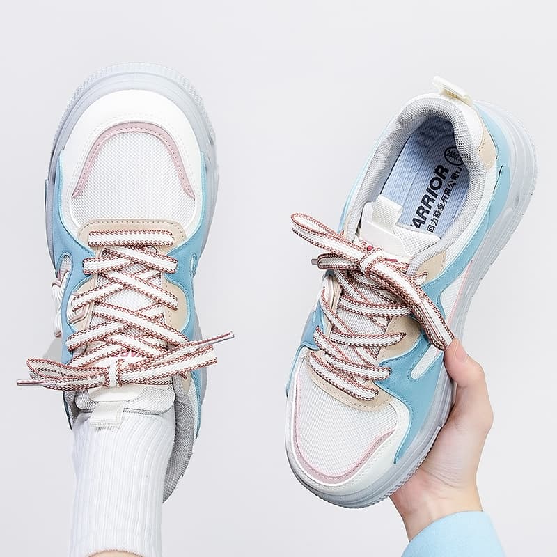 Warrior Skate Shoes Women 2025 Spring New Style Women's Shoes Versatile Fashion Casual Shoes Low-Top Thick Sole Running Shoes