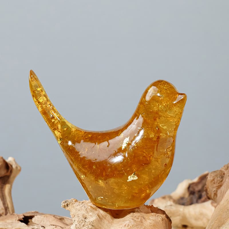 Natural Crystal Crushed Stone Resin Cute Bird Miniature Landscape Car Creative Craft Gift Ornament