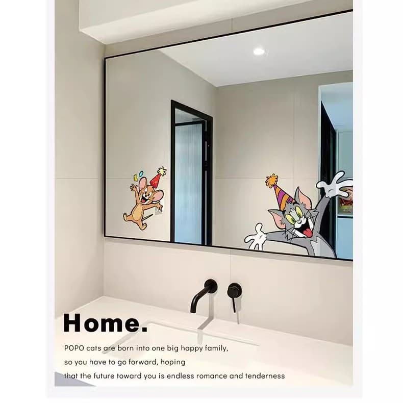 Tom and Jerry Living Room Creative Large Wall Decoration Bedroom 3D Wall Sticker Self-Adhesive Sticker for Kids Room Decor