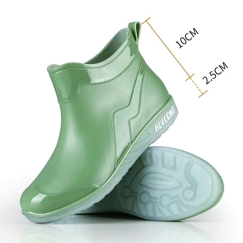 Japanese-style rain shoes for women, fashion short rubber shoes outer wear, fleece-lined cotton waterproof shoes, rainy season car washing work anti-slip rain boots