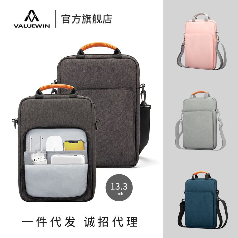 Unisex 13.3-14 Inch Laptop Bag Diagonal Single Shoulder Handheld Bag Tablet Inner Bag 11 Inch Breathable Waterproof Wear-resistant Anti-theft Shockproof Polyester