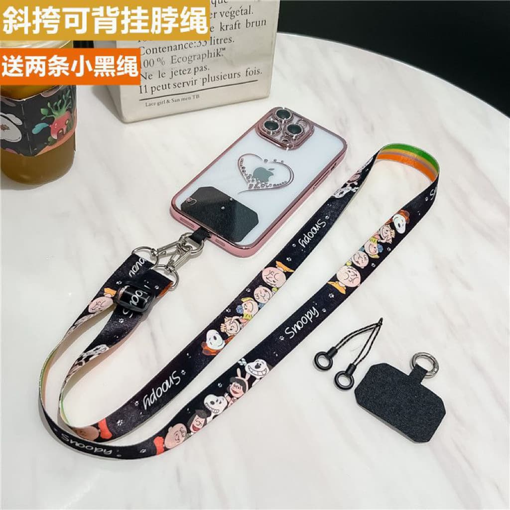 Spot cartoon mobile phone lanyard, universal adjustable metal buckle, name badge, neck rope, portable anti-lost artifact