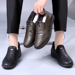 Spring Men's Shoes New Breathable Waterproof Anti-Slip Men's Trendy Versatile Black Business Leather Shoes Casual Board Shoes Wholesale