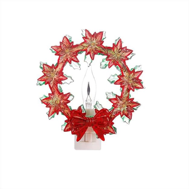 Creative Festival Lighting Gifts with Switch Mini Decorative Lights Red Bow Christmas Wreath Night Light