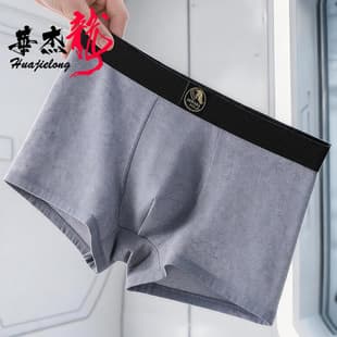 Huajielong Ice Silk Solid Texture Men's Briefs Wholesale Mid-Rise Big Size Breathable Boxer Briefs Drop Shipping Available
