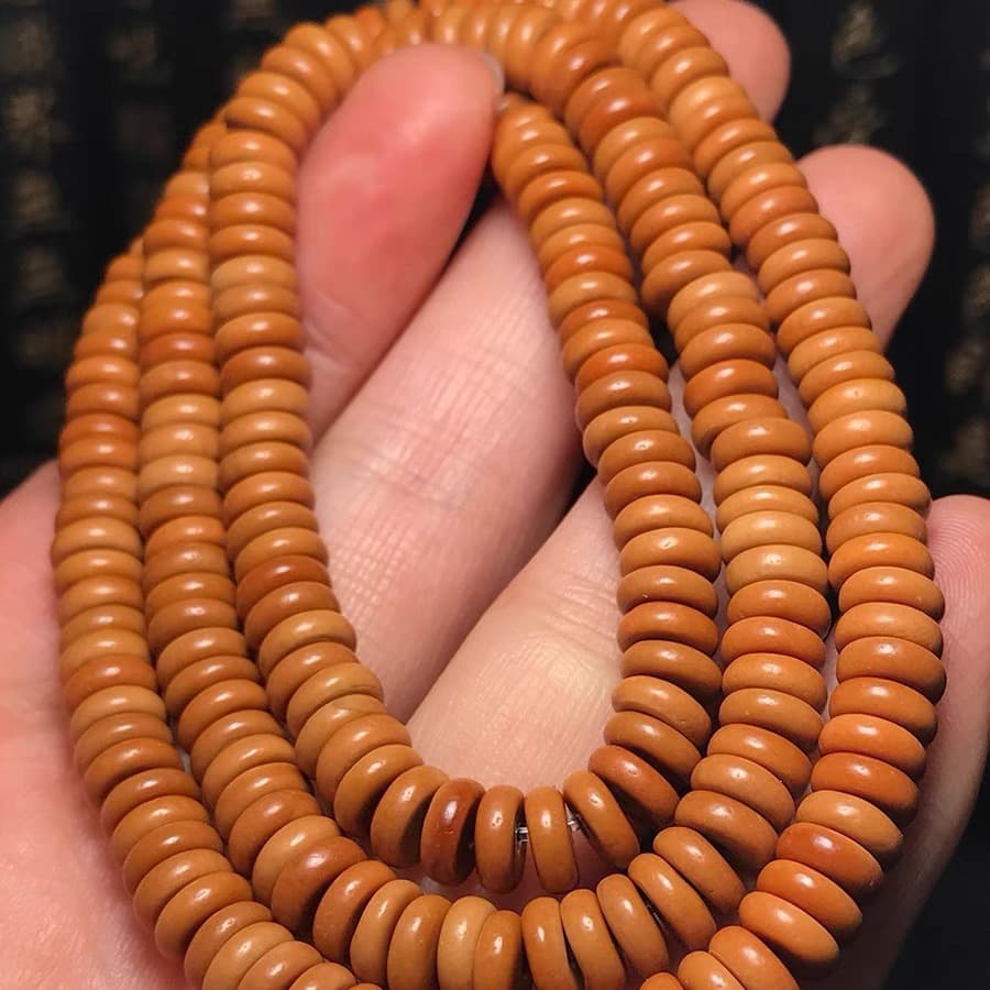 Exquisitely crafted natural olive pit spacer beads, rosary beads, bracelets, flat bead pads, sweater chains