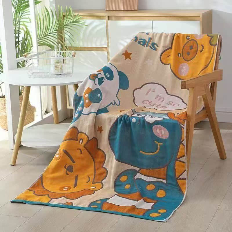 New gauze adult children's bath towel beach towel factory direct sales wholesale three-layer gauze adult bath towel new print