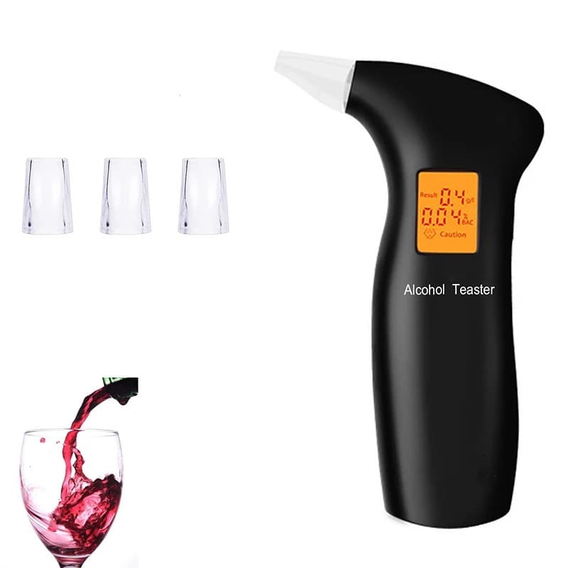 Portable orange breath alcohol tester, breathalyzer with orange color box, includes 4 mouthpieces