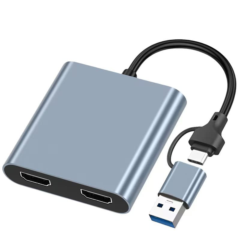 TYPEC+USB double-head four-in-one docking station dual HDMI converter desktop computer splitter hub docking station