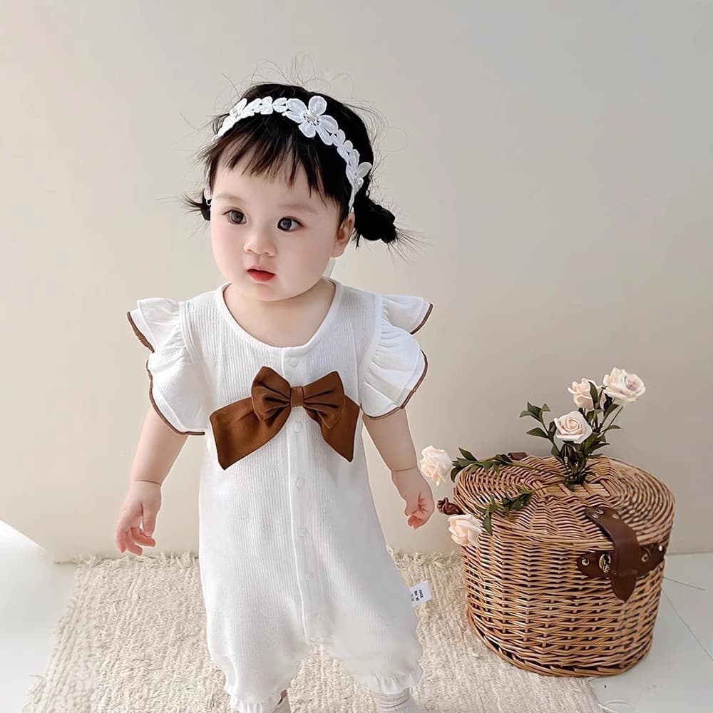 Princess Style Summer Outfit for Baby Girls Newborn 100 Day Full Moon Romper Suit Cotton Long Sleeve Non-Hat Clothes