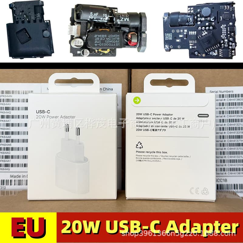 Apple Charger 20W EU Adapter for iPhone 17P 16M 15/14 Fast Charging Head Cross-Border EU Standard