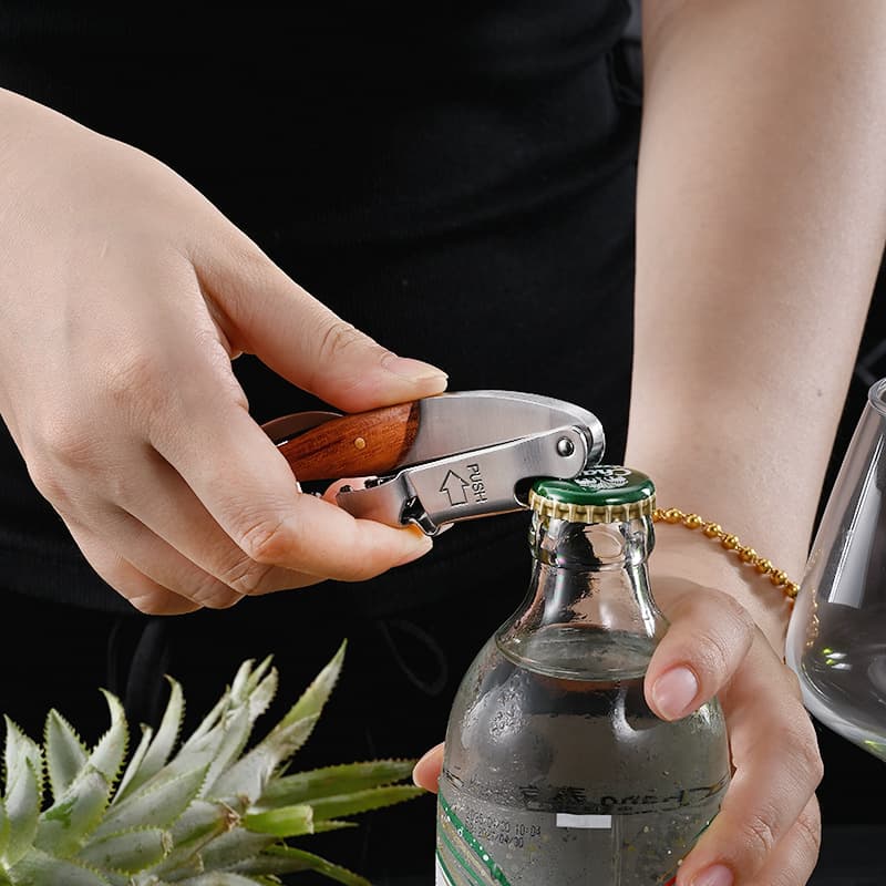 Wine Opener Corkscrew Wood Grain Multi-function Waiter's Friend Wine Knife All Steel Beer Bottle Opener