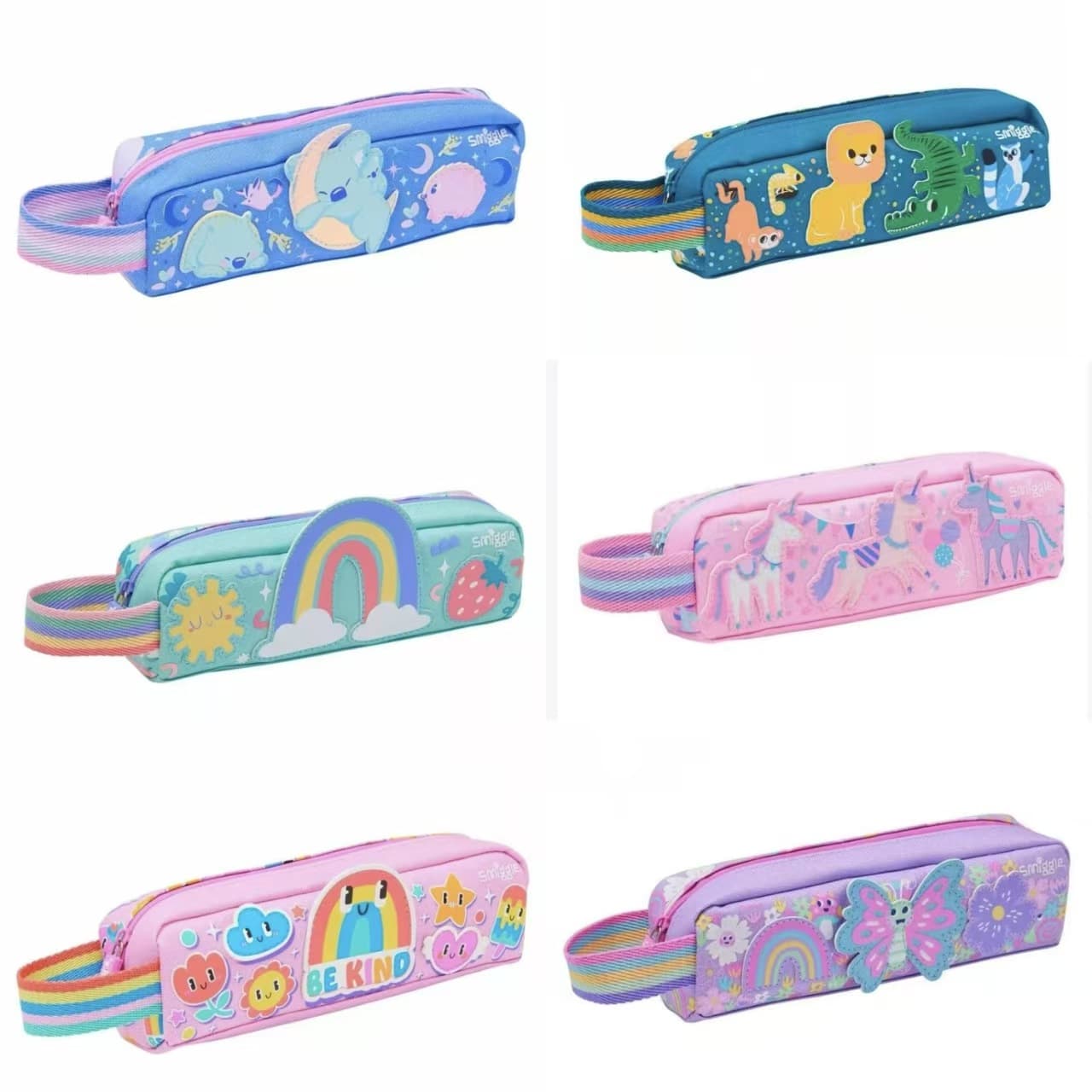 Australia Smiggle Small Single-Layer Handheld Pencil Case, Elementary School Student Stationery Bag, Zipper Silent Multifunctional Pencil Pouch