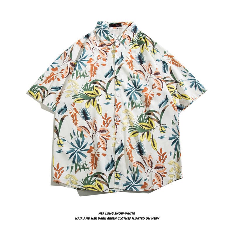 Hawaiian Short Sleeve Shirt for Men Trendy Summer Beach Floral Shirt Couples Loose Fit Shirt