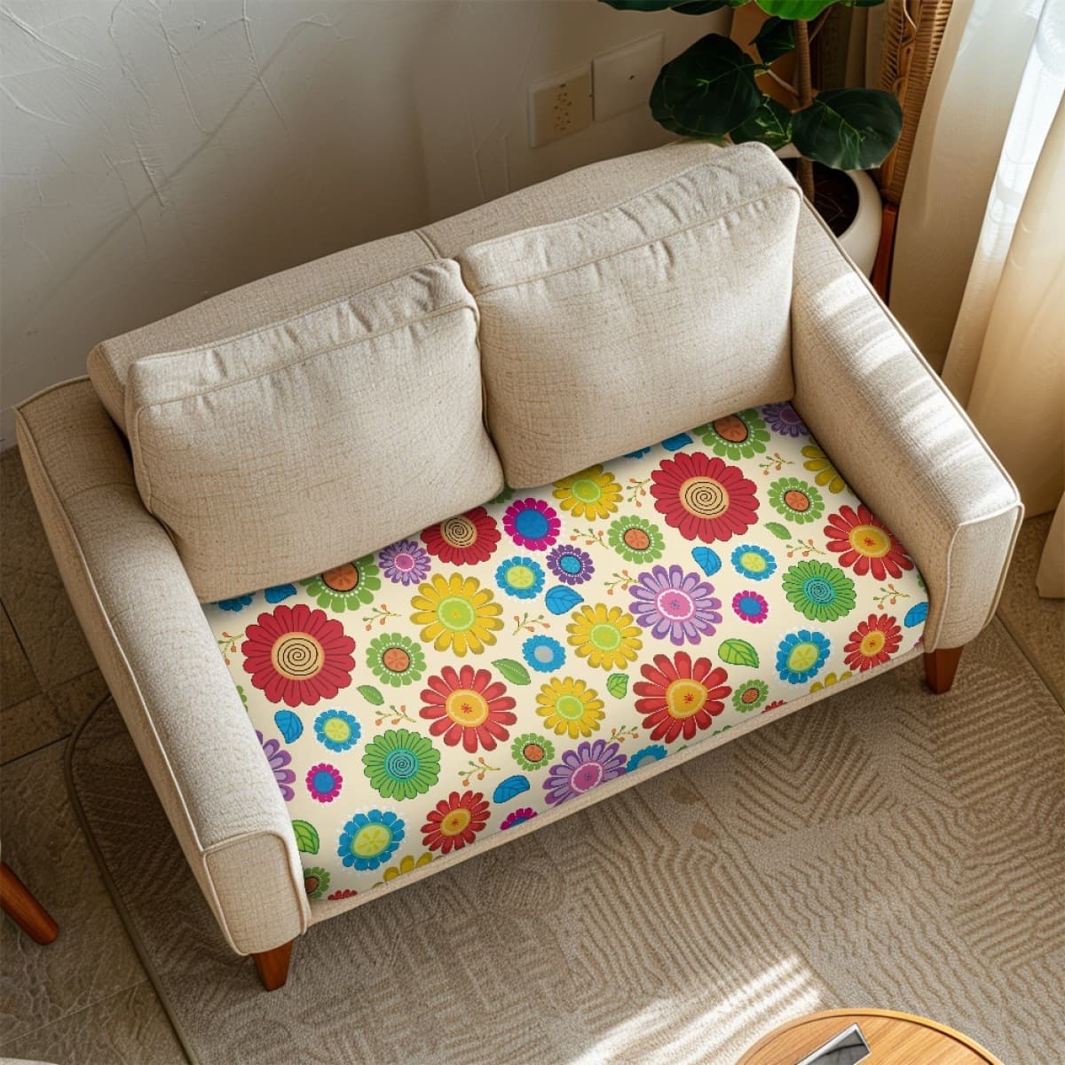 Floral print sofa cushion cover. Minimum order is one piece. Sofa cushion cover can be designed according to pictures. Anti-dirty and dust-proof cushions can be shipped on behalf of you.