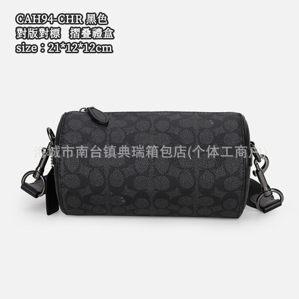 Coach Style New Classic Monogram Cylinder Bag Vintage Travel Storage Bag Commuter Crossbody Bag