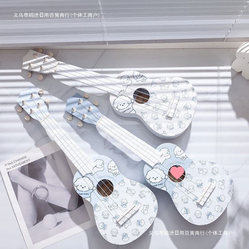Cute Ins-Style Line Art Dog Design Ukulele, High Aesthetics, Entry-Level Instrument for Students and Adults