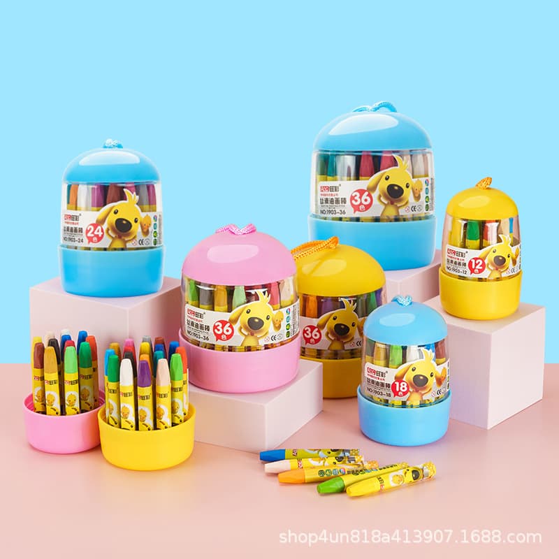 Wangcai Oil Pastels, 12-color Easy-to-apply Safe Non-toxic Crayons for Kids' Art, Washable Coloring and Filling